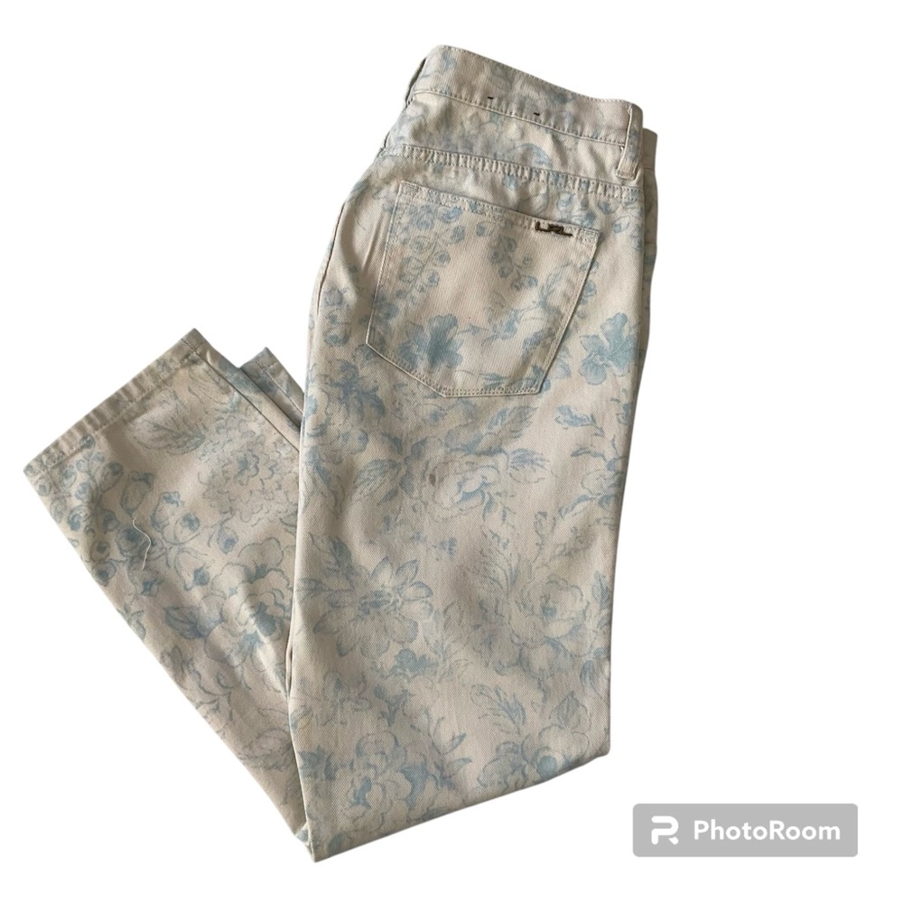 Lauren Ralph Lauren Cream and Blue Floral Jeans